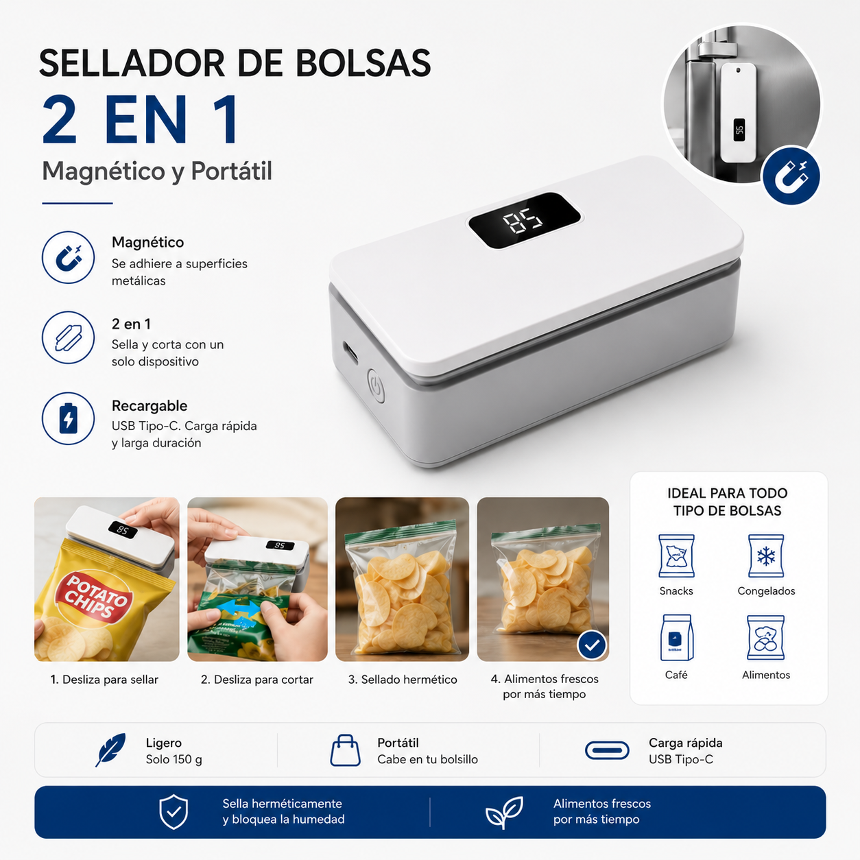 NovaSeal™ | Mini Sellador Portátil 2 en 1